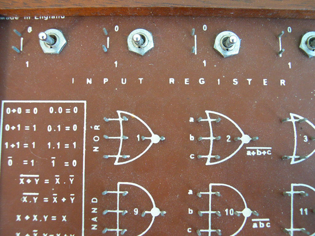 Close up of Input Register switches in upper left corner.