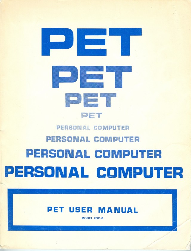Cover of the User Manual for the Pet2001 with 8k of RAM.