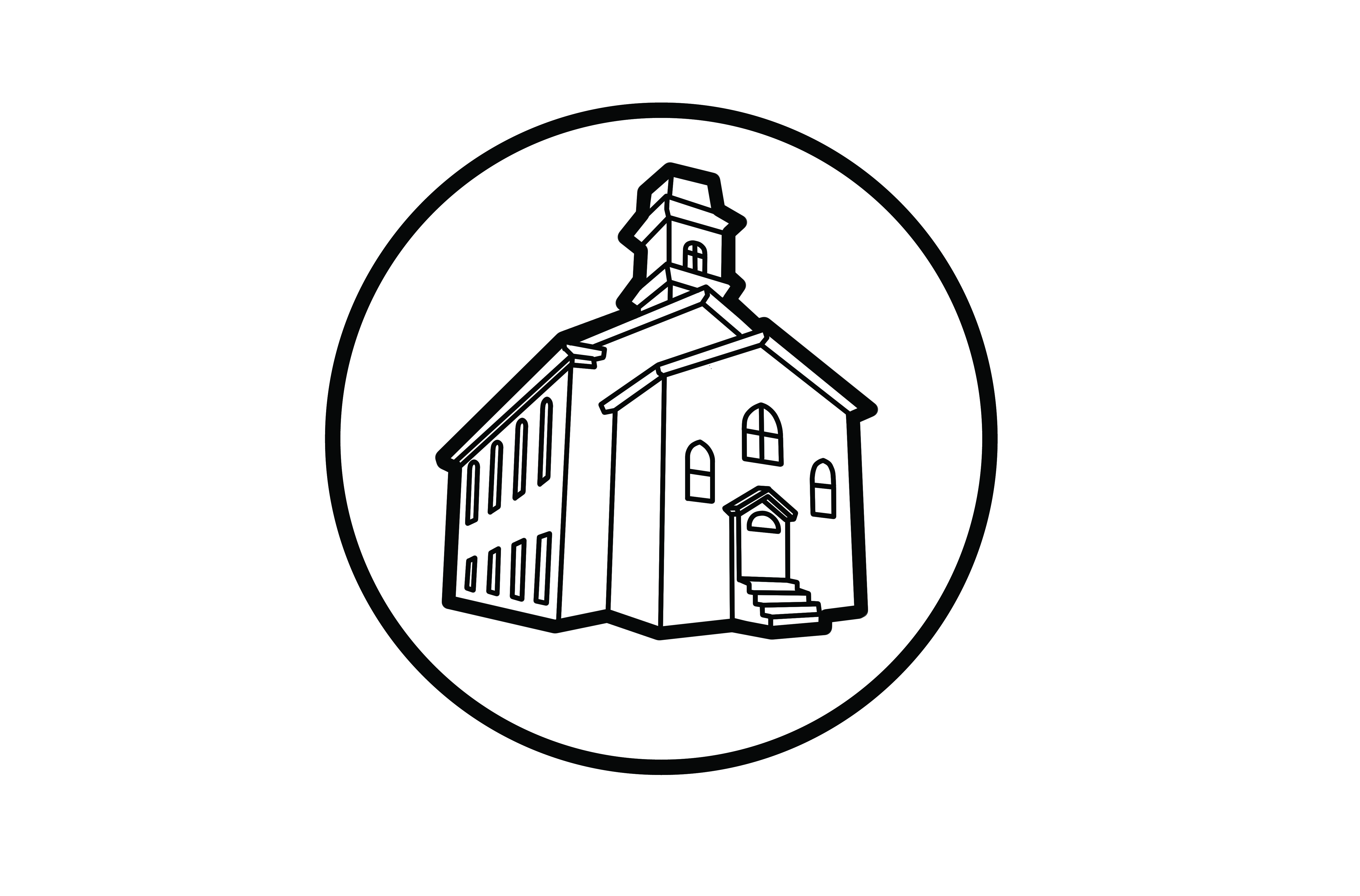 Round logo for The Computer Church -- a collection of rare computers and vintage documents that catalog the history of computing