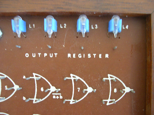 Close up of Output Register lights in upper right corner.